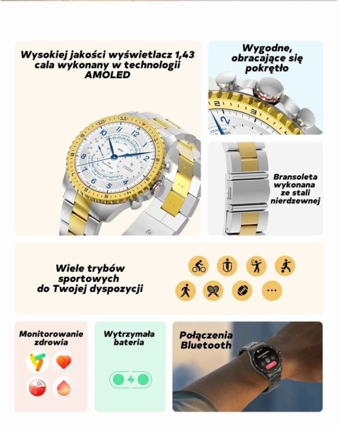 Smartwatch Męski GRAVITY GT16-2 Black z bransoletą