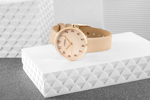 Zegarek damski Lorus Lady RG220SX9 różowe złoto karmelowy