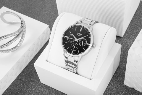 Damski zegarek Lorus Lady RP631DX9 - elegancja w czerni i stali