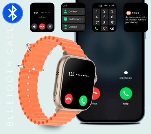 Smartwatch Męski Rubicon RNCF17 Tytan/Black Bluetooth Call