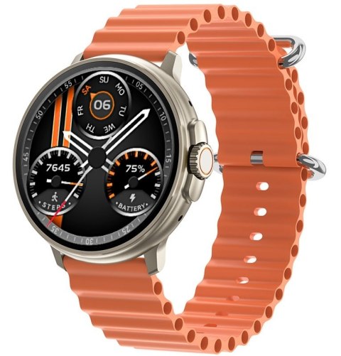 Smartwatch Rubicon RNCF15 Tytanowy ze złotą kopertą i paskiem Orange