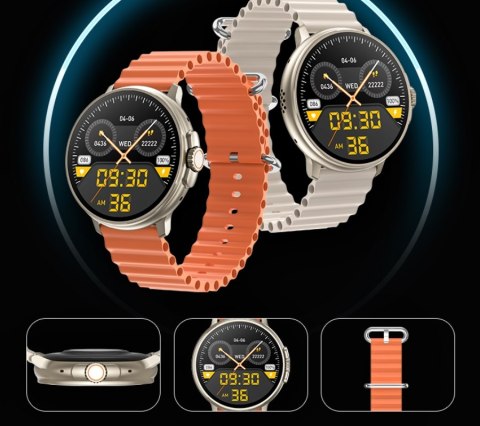 Smartwatch Rubicon RNCF15 Tytanowy ze złotą kopertą i paskiem Orange