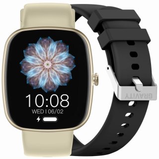 Smartwatch damski Gravity GT18-7 beżowy + dodatkowy czarny pasek