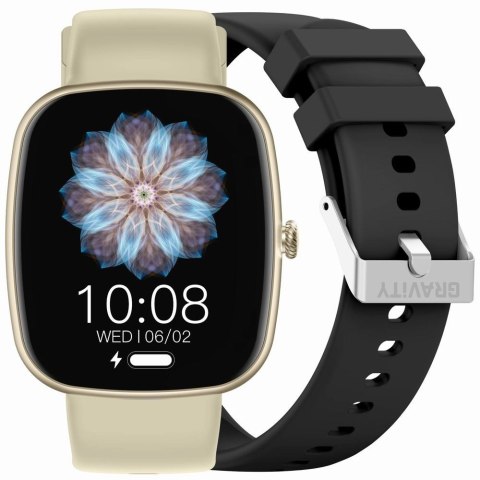 Smartwatch damski Gravity GT18-7 beżowy + dodatkowy czarny pasek