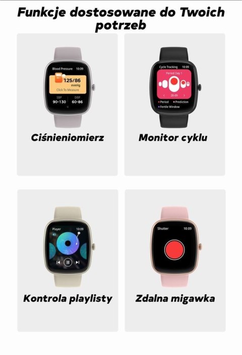 Smartwatch damski Gravity GT18-8 beżowy + dodatkowy biały pasek