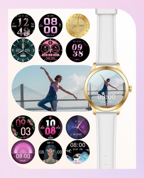 Smartwatch Gravity GT25-2 PRO Biało-Złoty 2 paski