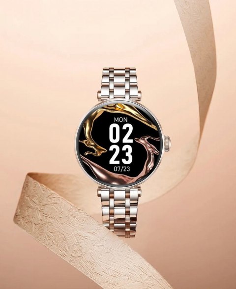 Smartwatch Gravity GT26-4 Różowe Złoto-Srebrny z 2 Paskami