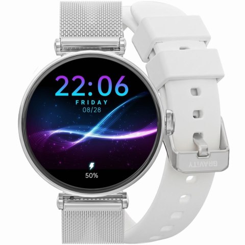 Smartwatch Gravity GT26-8 Srebrno-Biały - 2 Paski w Zestawie