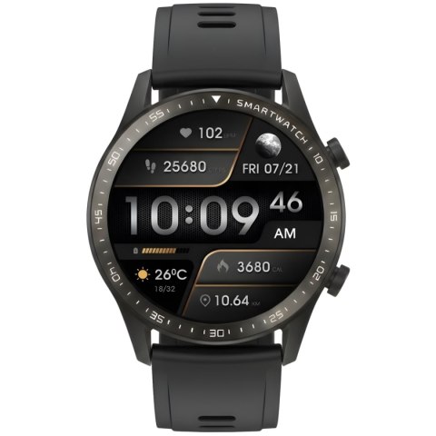 Smartwatch Gravity GT10-4 Czarny z brązowym paskiem skórzanym