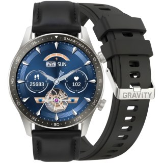 Smartwatch Gravity GT10-7 Srebrny z 2 Paskami (Silikon i Skóra)