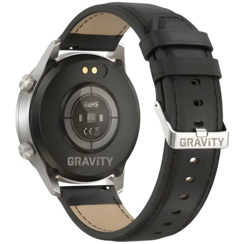 Smartwatch Gravity GT10-7 Srebrny z 2 Paskami (Silikon i Skóra)