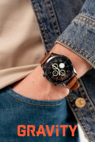 Smartwatch Gravity GT10-8 Srebrny z 2 Paskami (Silikon i Skóra)