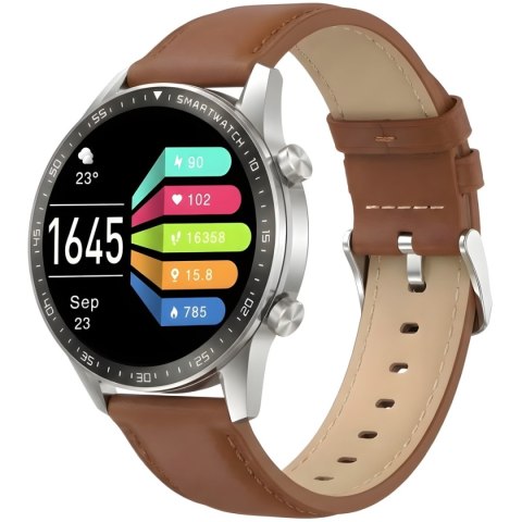 Smartwatch Gravity GT10-8 Srebrny z 2 Paskami (Silikon i Skóra)