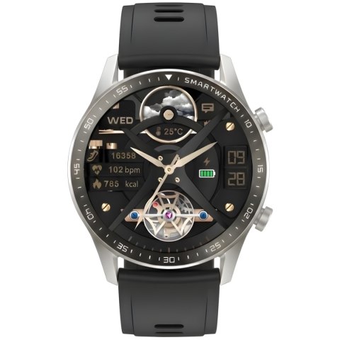 Smartwatch Gravity GT10-8 Srebrny z 2 Paskami (Silikon i Skóra)