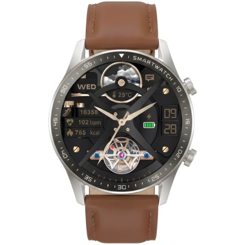 Smartwatch Gravity GT10-8 Srebrny z 2 Paskami (Silikon i Skóra)