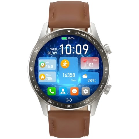 Smartwatch Gravity GT10-8 Srebrny z 2 Paskami (Silikon i Skóra)