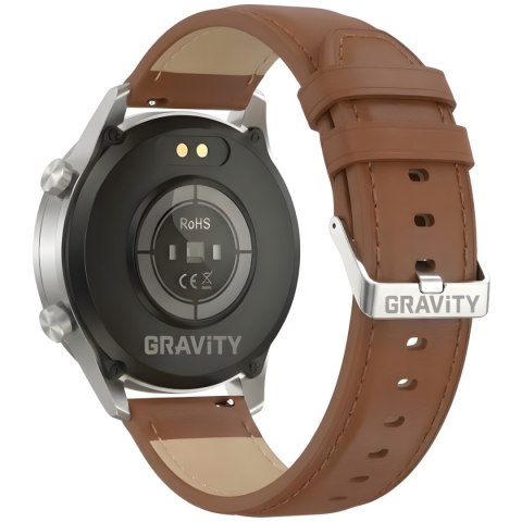 Smartwatch Gravity GT10-8 Srebrny z 2 Paskami (Silikon i Skóra)