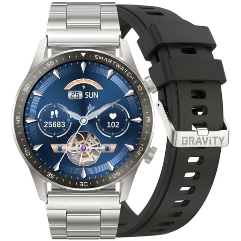 Smartwatch Gravity GT10-6 Srebrny z Bransoletą i Paskiem