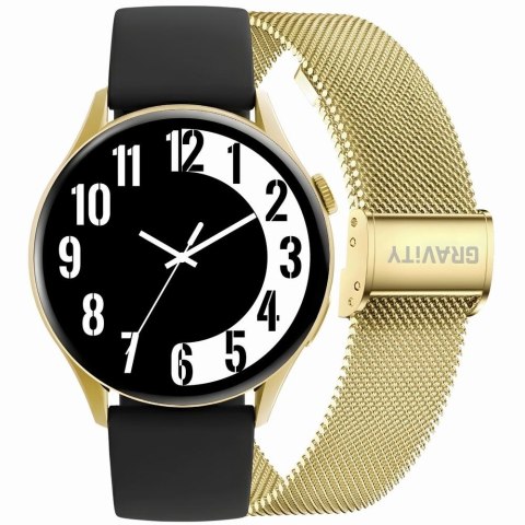 Smartwatch Gravity GT11-1 Złoty z Bransoletą i Czarnym Paskiem