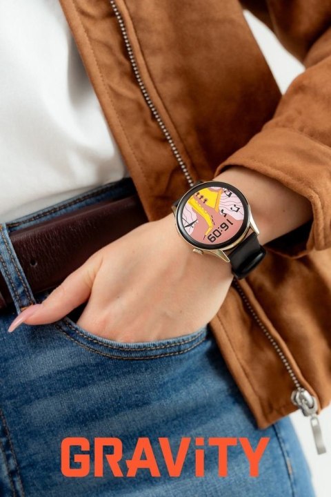 Smartwatch Gravity GT11-1 Złoty z Bransoletą i Czarnym Paskiem