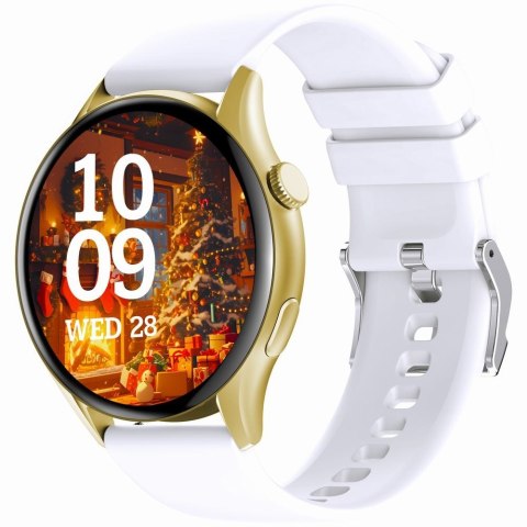 Smartwatch Gravity GT11-2 Złoty z Bransoletą i Białym Paskiem