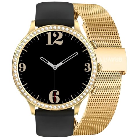 Smartwatch Gravity GT5-1 Złoty - Złota Bransoleta i Czarny Pasek