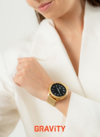 Smartwatch Gravity GT5-4 Złoty - Złota Bransoleta i Błękitny Pasek