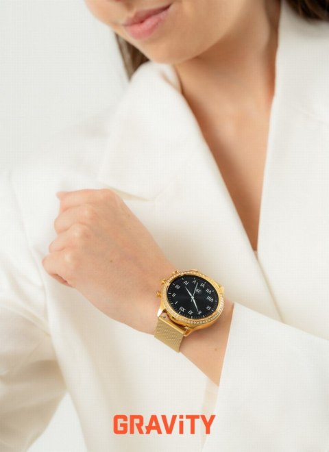 Smartwatch Gravity GT5-4 Złoty - Złota Bransoleta i Błękitny Pasek