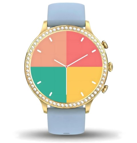 Smartwatch Gravity GT5-4 Złoty - Złota Bransoleta i Błękitny Pasek