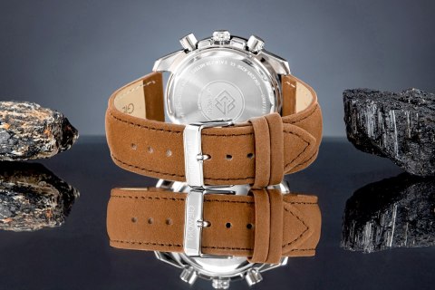 Zegarek Męski Giewont Chronograph Sapphire Brązowo Czarny GW8720-A1