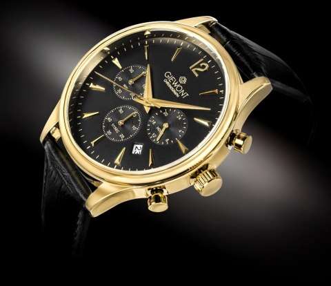Zegarek Męski Giewont Chronograph Sapphire Czarno Złoty GW6310-A4