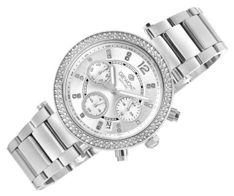 Zegarek Damski Giewont Sapphire Srebrny GW3380-B1 Chronograf