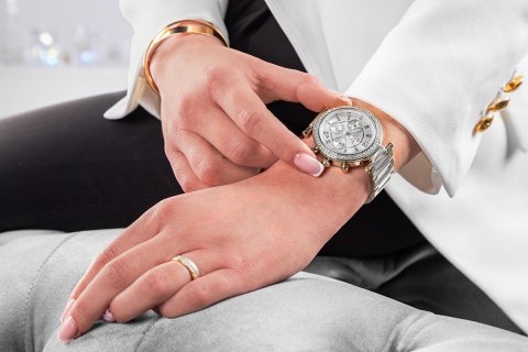 Zegarek Damski Giewont Sapphire Srebrny GW3380-B1 Chronograf