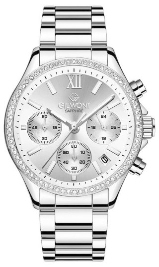 Zegarek Damski Giewont Sapphire Srebrny GW3670-B1 Chronograf