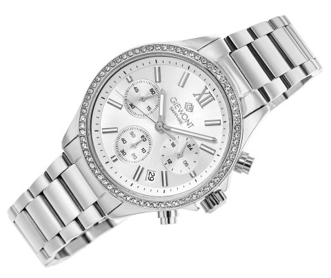 Zegarek Damski Giewont Sapphire Srebrny GW3670-B1 Chronograf