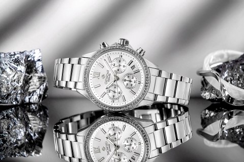 Zegarek Damski Giewont Sapphire Srebrny GW3670-B1 Chronograf