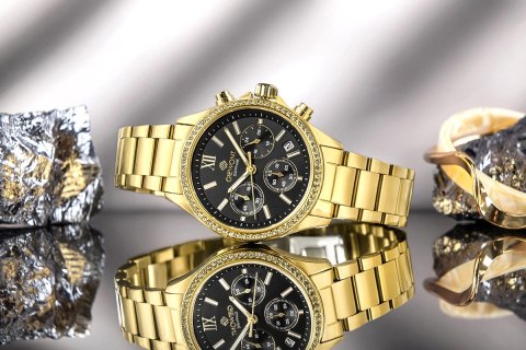 Zegarek Damski Giewont Sapphire Złoto Czarny Chronograf GW3670-B3