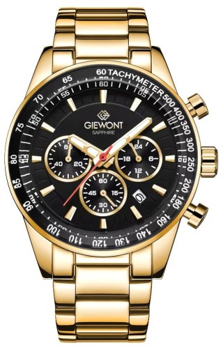 Zegarek Męski Giewont Chronograph Sapphire Złoto Czarny GW9140-B4