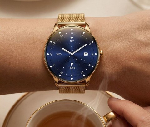 Damski Smartwatch Gravity GT31-1 Złoty z Paskiem i Bransoletą