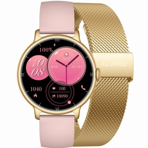 Damski Smartwatch Gravity GT33-1 Złoty z Paskiem i Bransoletą