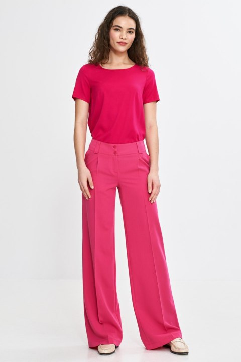 Bluzka basic z krótkim rękawem B193 Fuksja - Nife