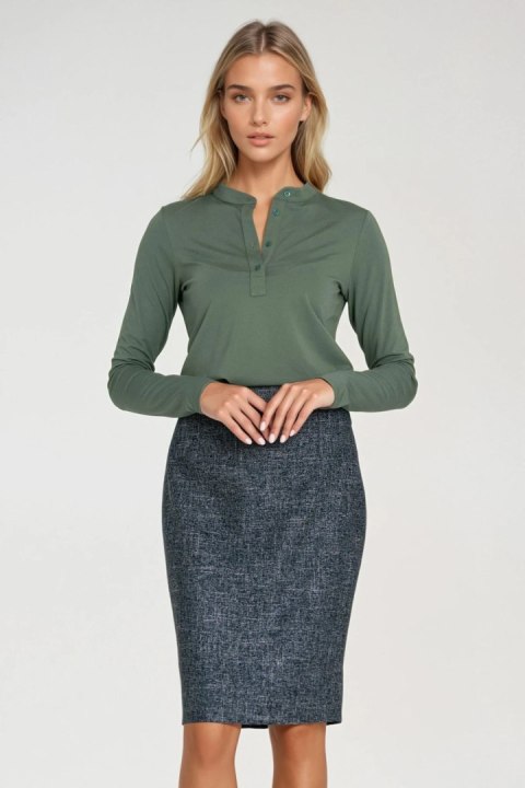 Bluzka polo ze stójką B195 Oliwka - Nife