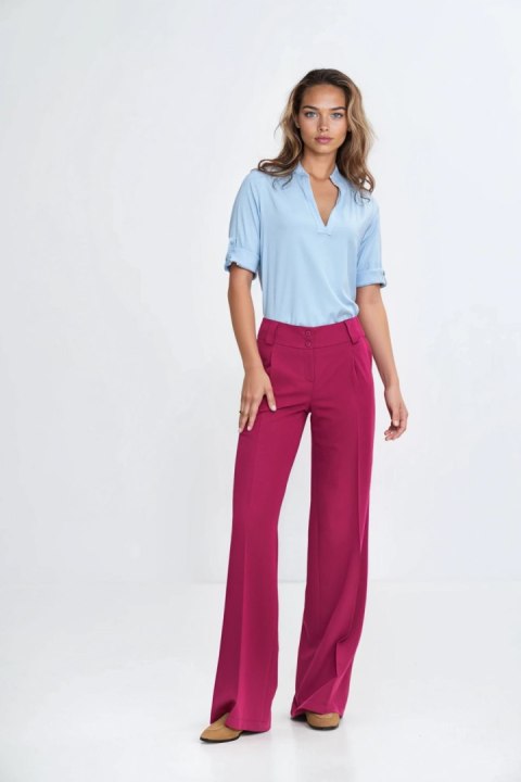 Bluzka z podwijanym rękawem B188 Błękit - Nife