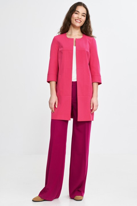 Dłuższa marynarka z rękawem 3/4 w kolorze różowym