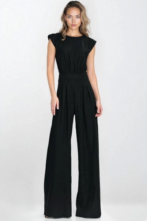 Kombinezon z rayonu z nogawkami palazzo KM42 Black - Nife