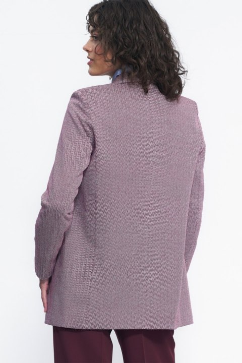 Niezapinany żakiet w bordową jodełkę