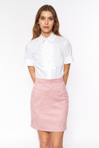 Biała koszula z plisami na dekolcie K67 White - Nife