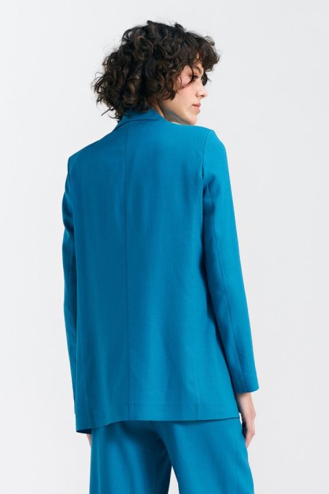 Dłuższa lniana marynarka w kolorze niebieskim