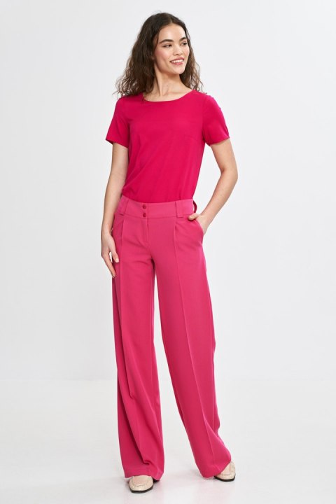 Spodnie wide leg z kantem SD112 Pink - Nife