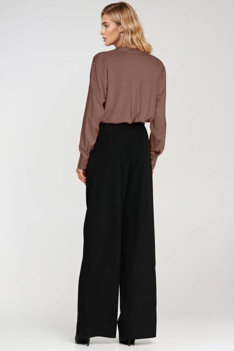 Wiskozowa bluzka polo ze stójką B194 Mocca - Nife